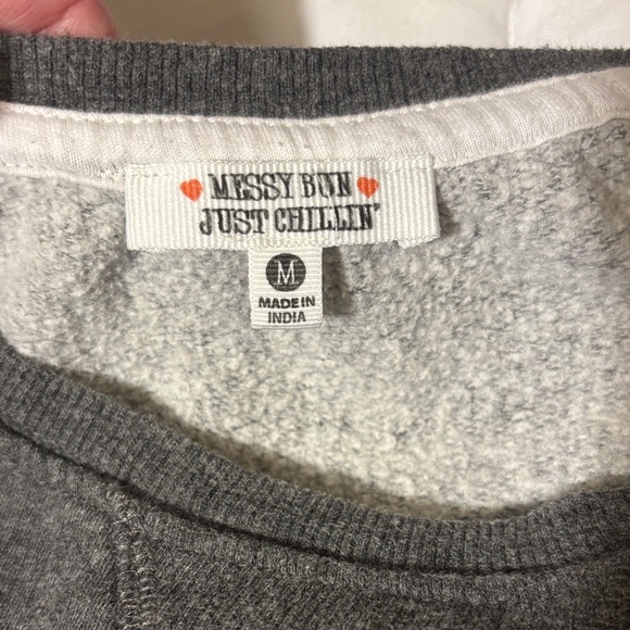 Messy Bun Just Chillin’ Gray Pumpkin Spice Crewneck Sweatshirt - Picture 3 of 9